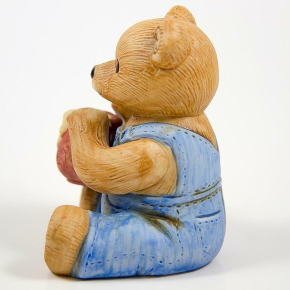 Homco Hand Painted Bisque Porcelain Bear with Honey Pot Figurine #1425 - Picture 2 of 6